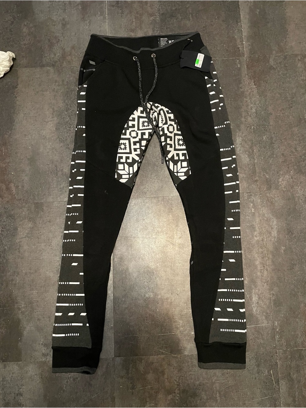 Brooklyn Standard Black Jogger Sweatpants with White Geometric Panels